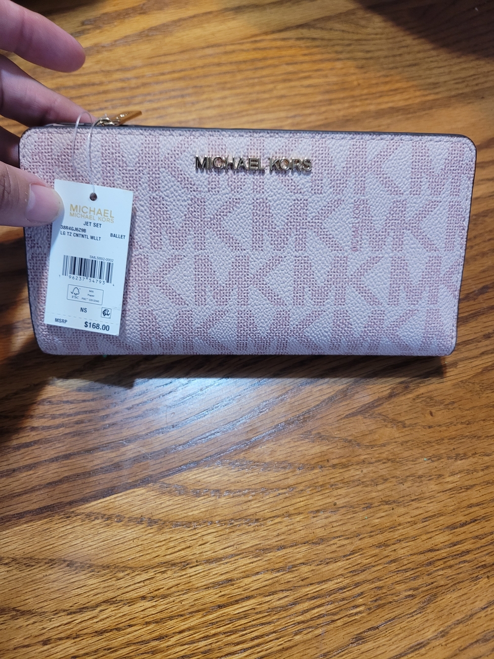 Michael Kors Ballet Pink Logo Zip Wallet